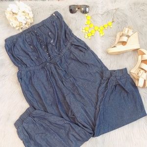 Plus Size Tube Denim Jumpsuit